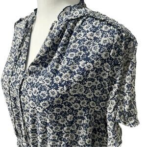 Melrose & Market, Tiered Midi Dress, 2X, NWT, Blue-Ivory